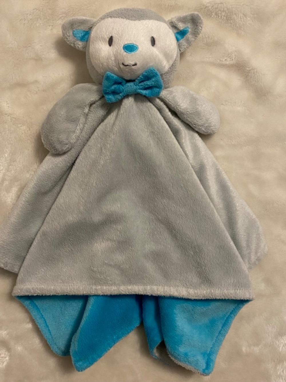 Honey Bunny Lamb Sheep Grey Blue Bow Plush Baby Security Blanket Lovey